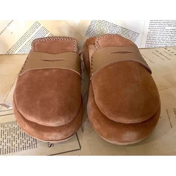 Free People Mulholland Platform Loafer Slide Mule Tan Brown Suede - Picture 5 of 7